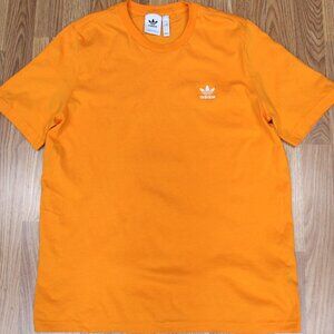 ADIDAS Mens 100% COTTON T-SHIRT T ORANGE & WHITE Sz LARGE, L